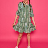Bisby Bisby Fairfield Forest Stripe Tiered Porto Dress