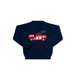Lullaby Set Lullaby Set Cozy Up Sweater - Northshore Navy Firetruck
