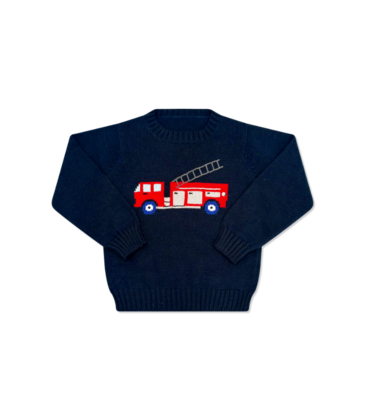 Lullaby Set Lullaby Set Cozy Up Sweater - Northshore Navy Firetruck
