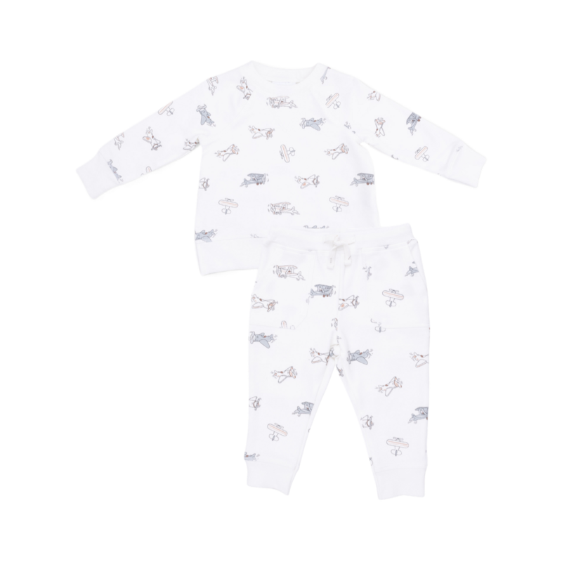 Angel Dear Angel Dear Sweatshirt & Jogger Set - Vintage Airplane Pilots