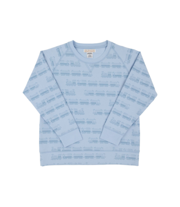 The Beaufort Bonnet Company TBBC Cassidy Comfy Crewneck - Blue Choo Choos