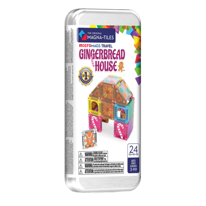 MAGNA-TILES mircoMAGS Gingerbread House 24 Piece Travel Set