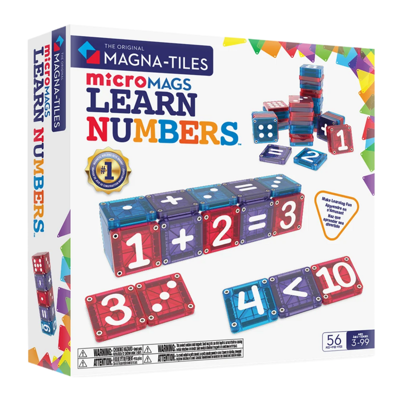 MAGNA-TILES mircoMAGS Learn Numbers 56 Piece Set