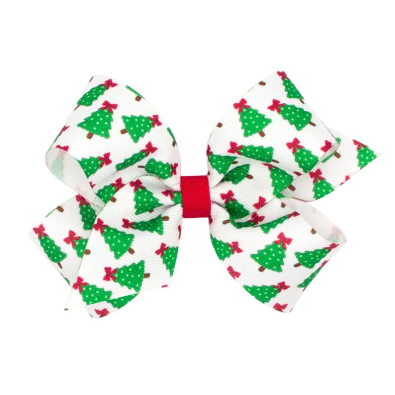 Wee Ones Wee Ones Medium Red Christmas Tree Printed Bow
