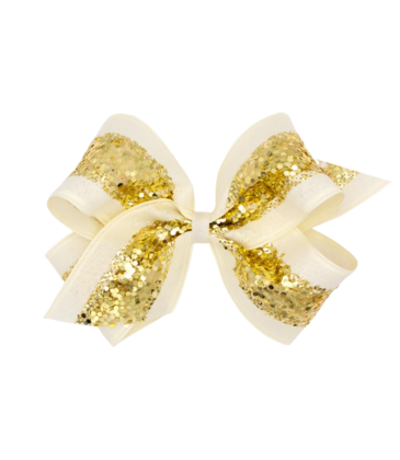 Wee Ones Wee Ones King Gold Metallic Linen and Sequin Bow