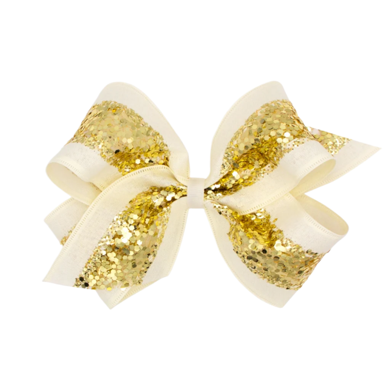 Wee Ones Wee Ones King Gold Metallic Linen and Sequin Bow