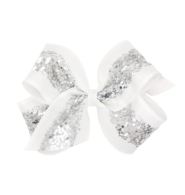 Wee Ones Wee Ones King Silver Metallic Linen and Sequin Bow