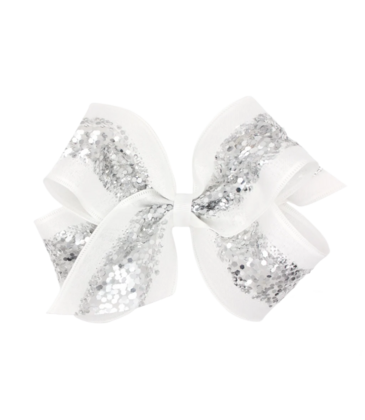 Wee Ones Wee Ones King Silver Metallic Linen and Sequin Bow