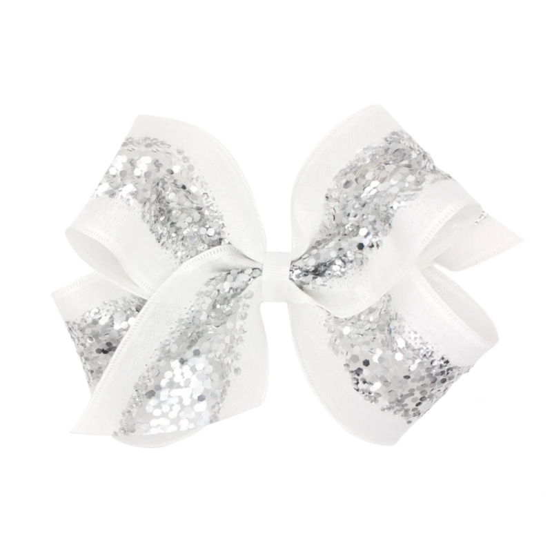 Wee Ones Wee Ones King Silver Metallic Linen and Sequin Bow