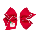 Wee Ones Wee Ones Medium Red Santa Emb Moonstich Bow