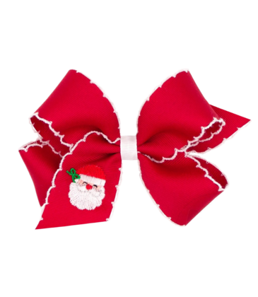 Wee Ones Wee Ones Medium Red Santa Emb Moonstich Bow
