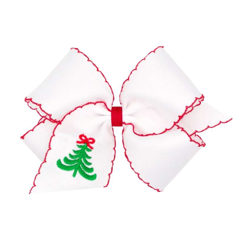 Wee Ones Wee Ones King White Christmas Tree Emb Moonstitch Bow
