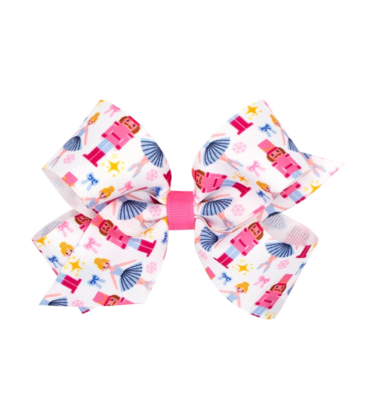 Wee Ones Wee Ones Medium Pink Nutcracker Printed Bow