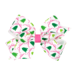 Wee Ones Wee Ones Medium Pink Christmas Tree Printed Bow
