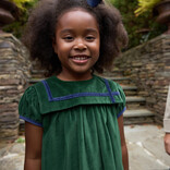 The Beaufort Bonnet Company TBBC Patsy's Party Dress  Velveteen - Grier Green/Nantucket Navy