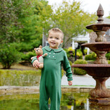 The Beaufort Bonnet Company TBBC Benny Button Romper - Grier Green /Palmetto Pearl