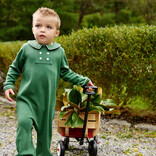 The Beaufort Bonnet Company TBBC Benny Button Romper - Grier Green /Palmetto Pearl