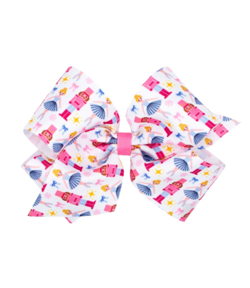 Wee Ones Wee Ones King Pink Nutcracker Printed Bow