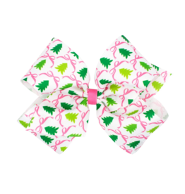Wee Ones Wee Ones King Pink Christmas Tree Printed Bow
