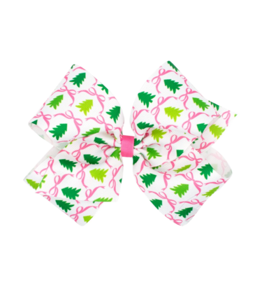 Wee Ones Wee Ones King Pink Christmas Tree Printed Bow
