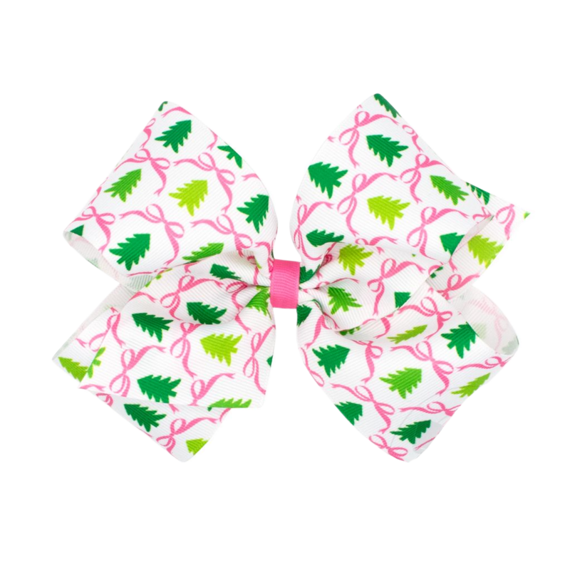 Wee Ones Wee Ones King Pink Christmas Tree Printed Bow