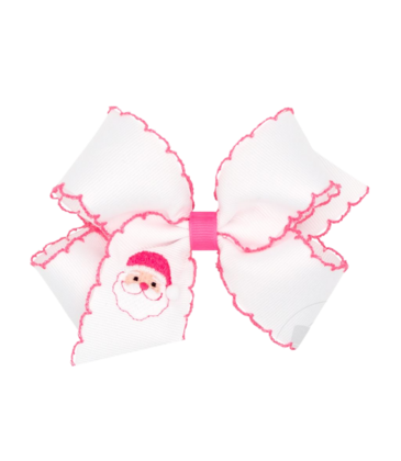 Wee Ones Wee Ones Medium White Santa Emb Moonstich Bow