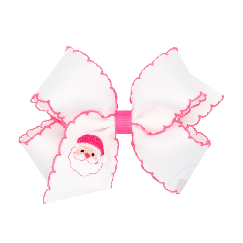 Wee Ones Wee Ones Medium White Santa Emb Moonstich Bow