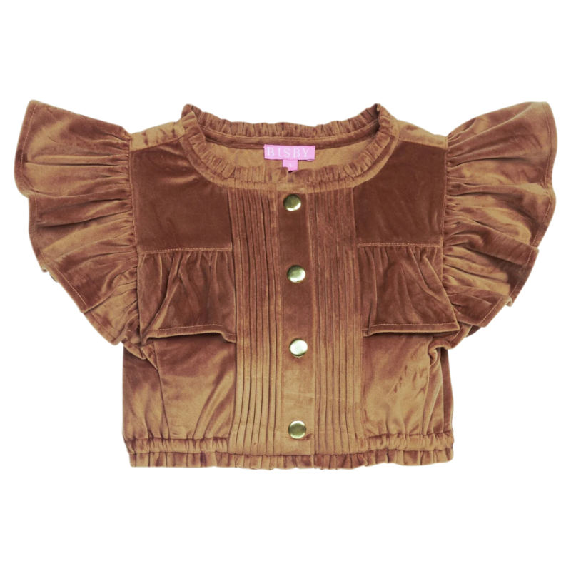 Bisby Bisby Brown Faux Suede Annie Top