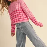 heart and arrow heart and arrow Pink Cable Knit Boxy Cropped Sweater