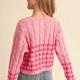 heart and arrow heart and arrow Pink Cable Knit Boxy Cropped Sweater