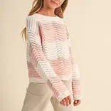 heart and arrow heart and arrow Pink Multi Wavy Rib Knit Sweater