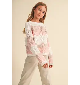 heart and arrow heart and arrow Pink Multi Wavy Rib Knit Sweater