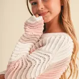 heart and arrow heart and arrow Pink Multi Wavy Rib Knit Sweater