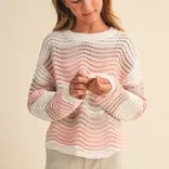 heart and arrow heart and arrow Pink Multi Wavy Rib Knit Sweater