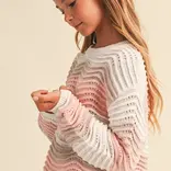 heart and arrow heart and arrow Pink Multi Wavy Rib Knit Sweater