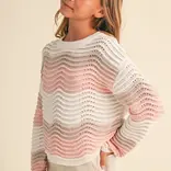 heart and arrow heart and arrow Pink Multi Wavy Rib Knit Sweater