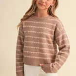 heart and arrow heart and arrow Brown Blush Scallop Stripe Sweater