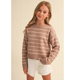heart and arrow heart and arrow Brown Blush Scallop Stripe Sweater