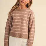 heart and arrow heart and arrow Brown Blush Scallop Stripe Sweater