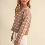 heart and arrow heart and arrow Brown Blush Scallop Stripe Sweater