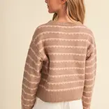 heart and arrow heart and arrow Brown Blush Scallop Stripe Sweater