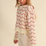 heart and arrow heart and arrow Beige Berry Wavy Rib Knit Sweater