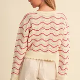 heart and arrow heart and arrow Beige Berry Wavy Rib Knit Sweater