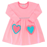 Squiggles Squiggles Hot Pink Stripe Multi Heart Pocket Dress
