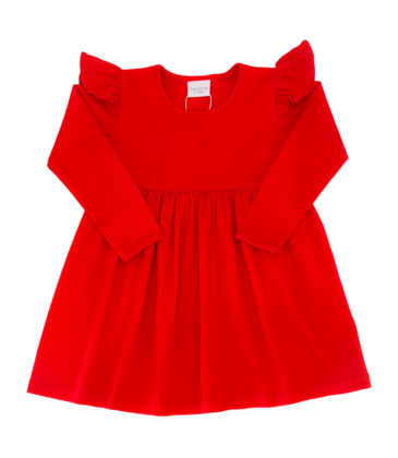 Squiggles Squiggles Red Ruffle Dress