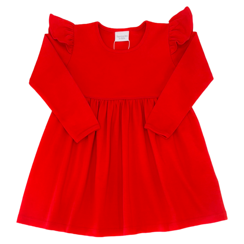Squiggles Squiggles Red Ruffle Dress
