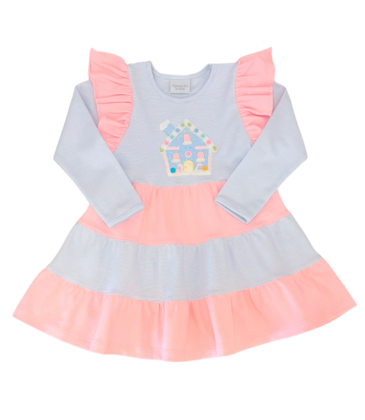 Squiggles Squiggles Pastel Gingerbread Tiered Dress