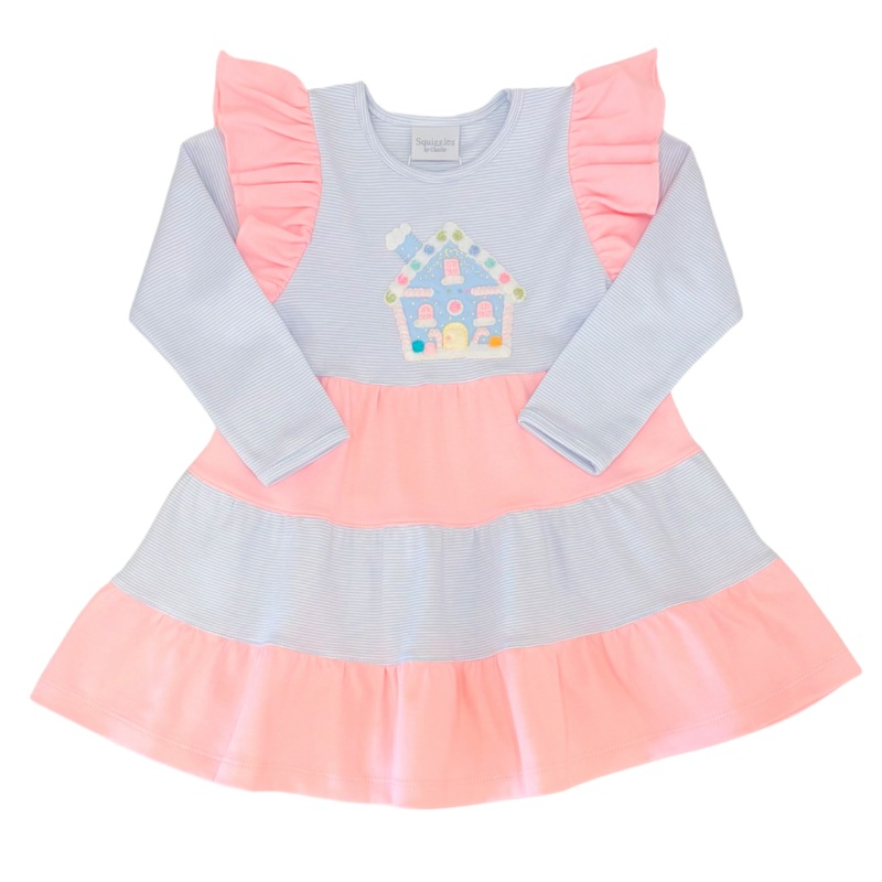 Squiggles Squiggles Pastel Gingerbread Tiered Dress