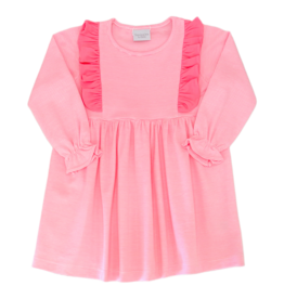 Squiggles Squiggles Hot Pink Stripe Ruffle Dress