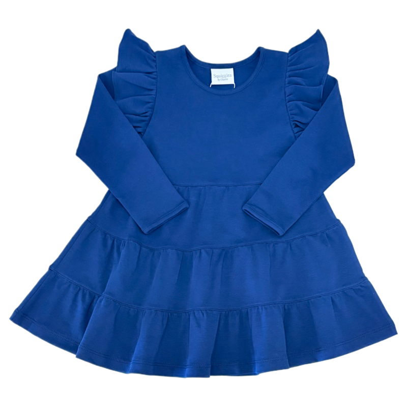 Squiggles Squiggles Navy Tiered Dress